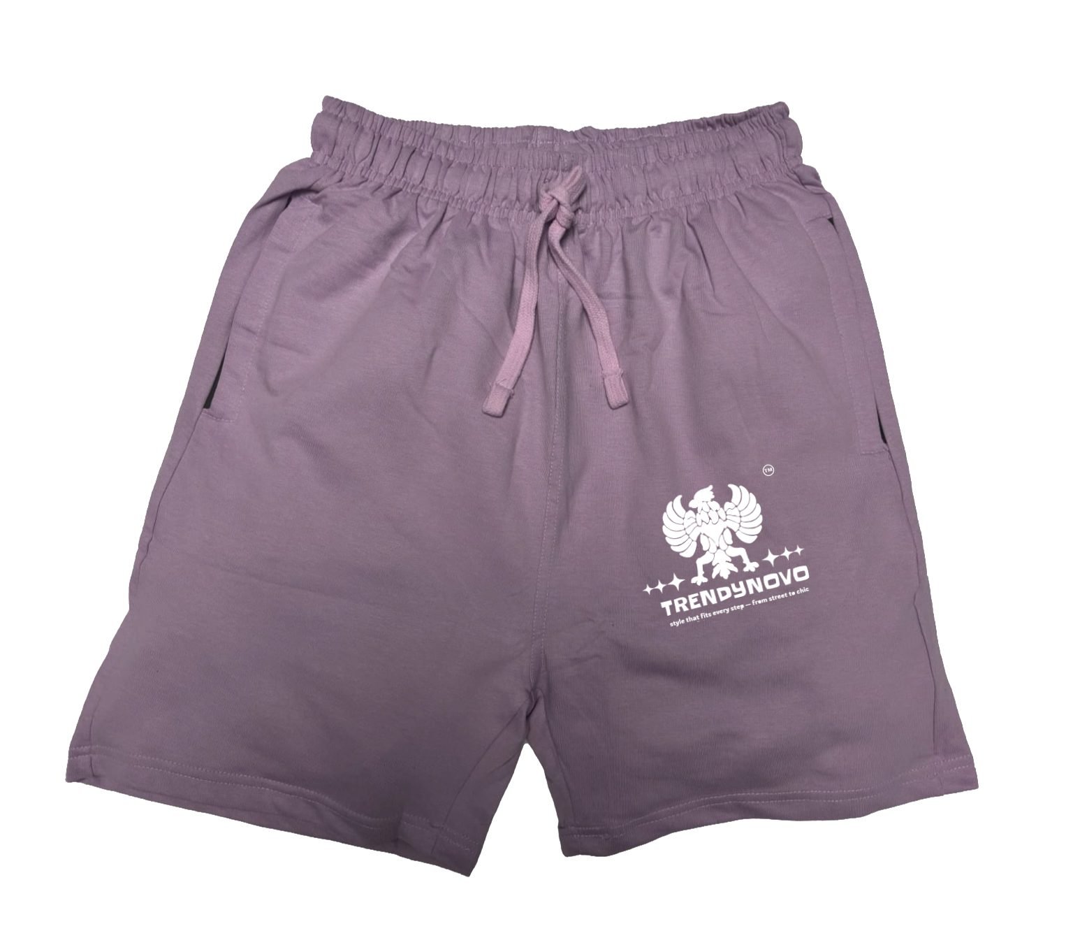 Men’s Trendynovo Logo Printed Cotton Shorts with Zipper Pockets