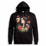 Trendynovo women’s black floral portrait printed hoodie