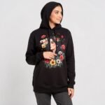 Trendynovo women’s black floral portrait printed hoodie