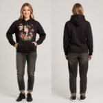 Trendynovo women’s black floral portrait printed hoodie