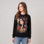 Women’s Floral Portrait Printed Sweatshirt by Trendynovo