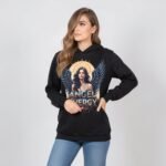 Trendynovo women’s black artistic printed hoodie