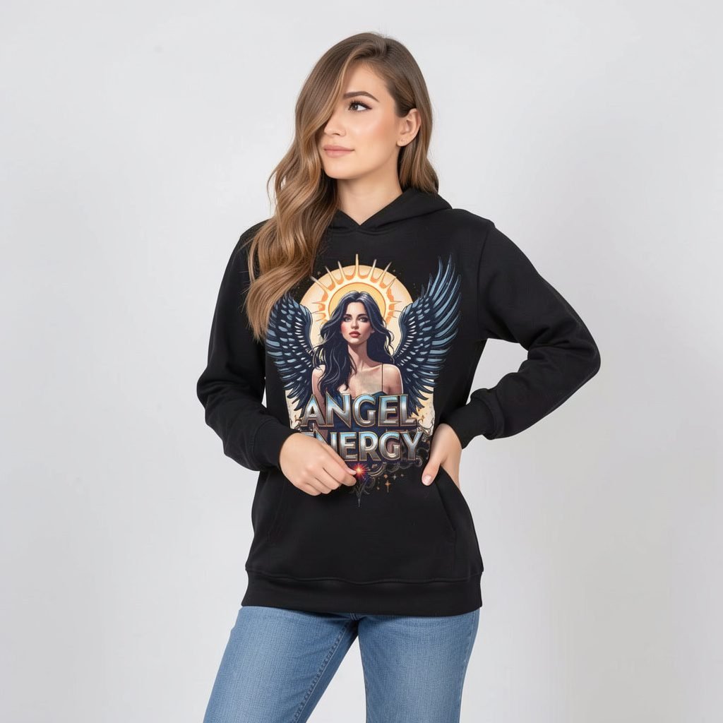 Trendynovo women’s black artistic printed hoodie