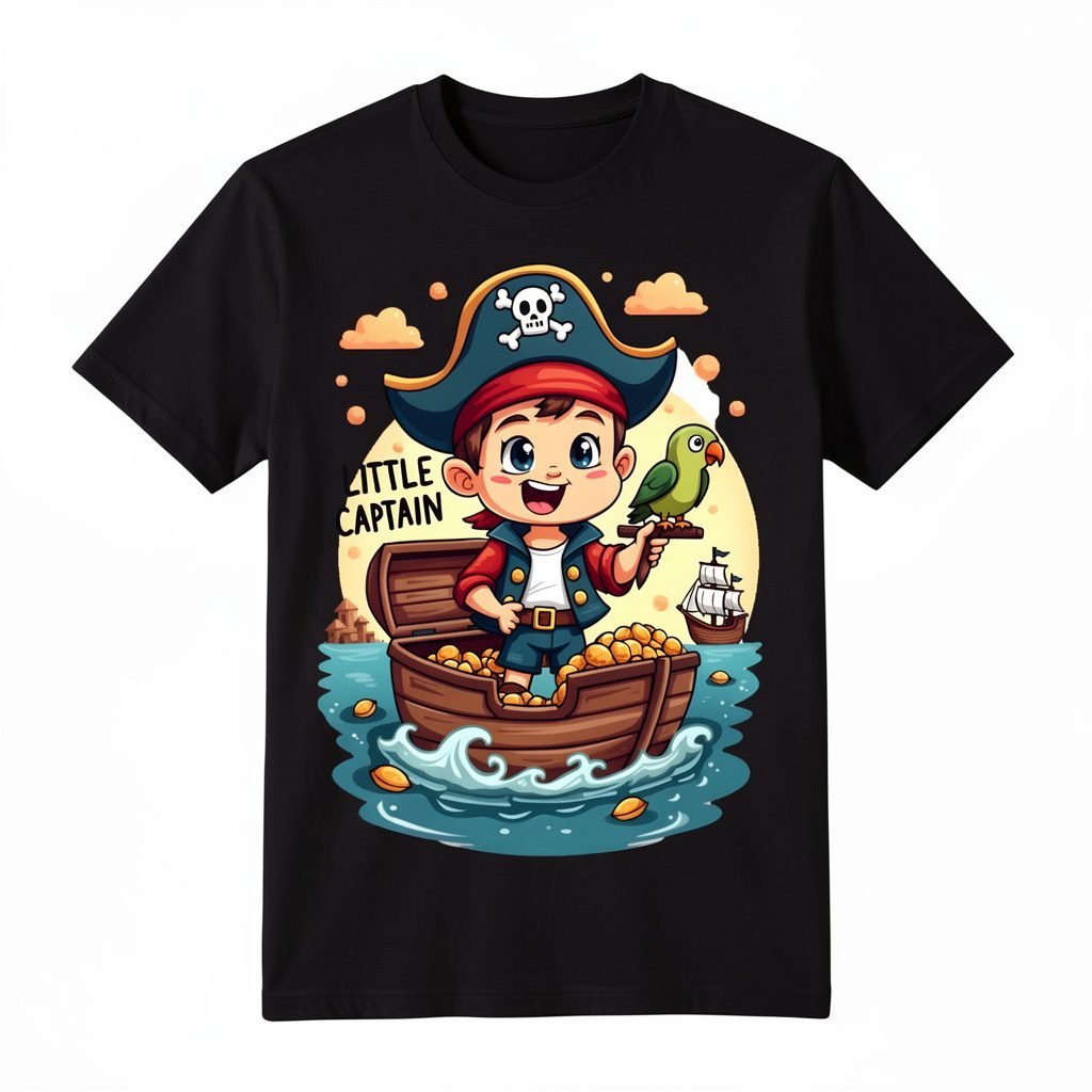 Kids Boys Little Captain Printed Regular Fit T-Shirt by Trendynovo