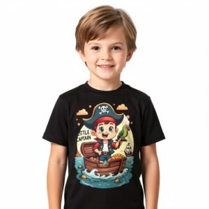 Kids Boys Little Captain Printed Regular Fit T-Shirt by Trendynovo