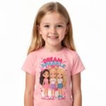 Kids Girls Dream Sparkle Shine 3 Doll Printed T-Shirt by Trendynovo
