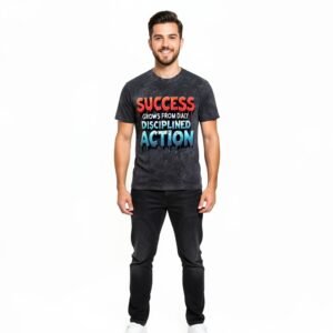 WRITE TITLE , SHORT AND LONG DESCRIPTION OF MEN ACID WASH TSHIRT , FABRIC -100% COTTON-FRENCH TERRY LOOP KNITT SUPER COMBED PREMIUM QUALITY , ROUND NECK , PREMIUM BRAND NAME TRENDYNOVO FOR WOOCOMMERCE STORE. YOAST SEO OPTIMIZED , ACCORDING TO IMAGE Premium “BORN TO SLEEP FORCE TO TO WORK” Printed ,ALSO WRITE IMAGE ALTER TEXT AND TITLE