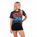 Women’s Born to Sleep Force to Work Acid Wash T-Shirt by Trendynovo